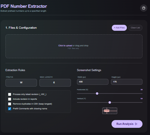 pdf-number-extractor utility screenshot