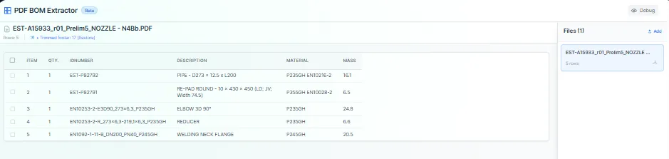 pdf-bom-extractor utility screenshot