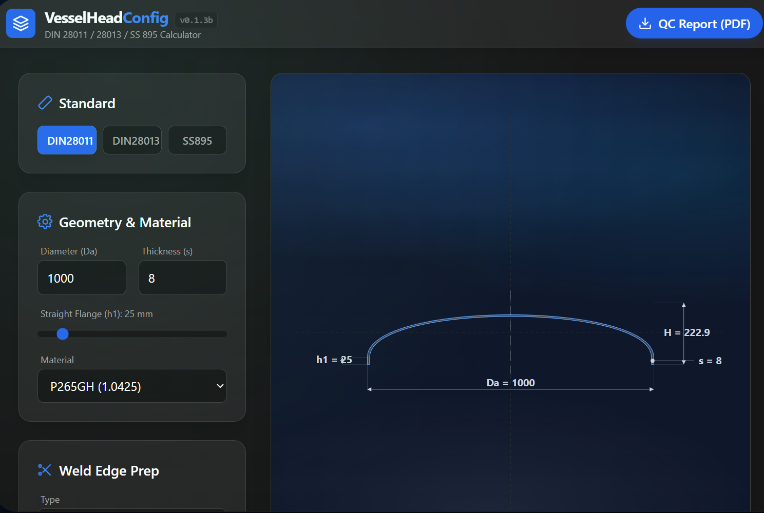 pressure-vessel-dished-end-calc utility screenshot