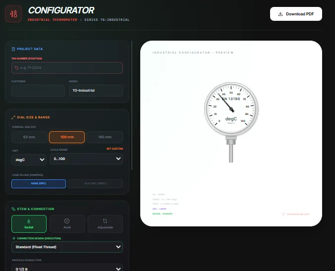 industrial-thermometer-configurator utility screenshot